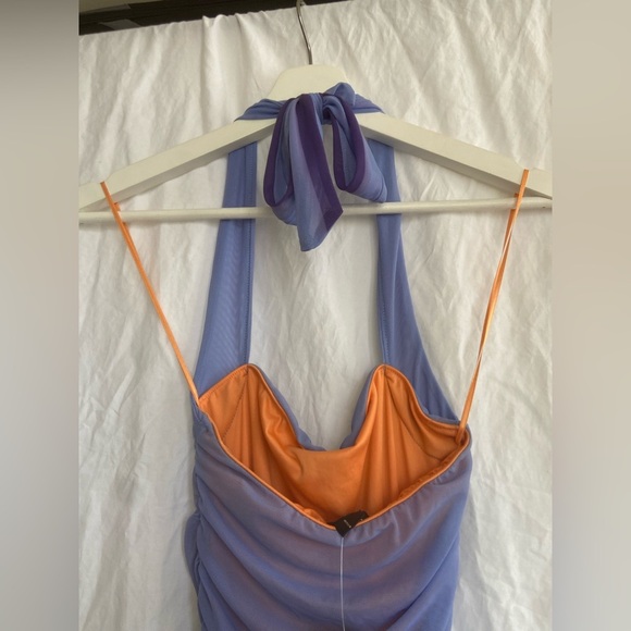Silence + Noise Purple and Orange Halter Midi Dress Size XS NEW - Picture 13 of 16